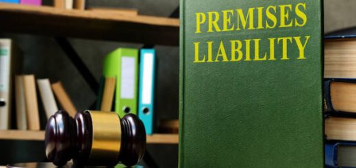 a gavel and book with 'premises liability' on the cover