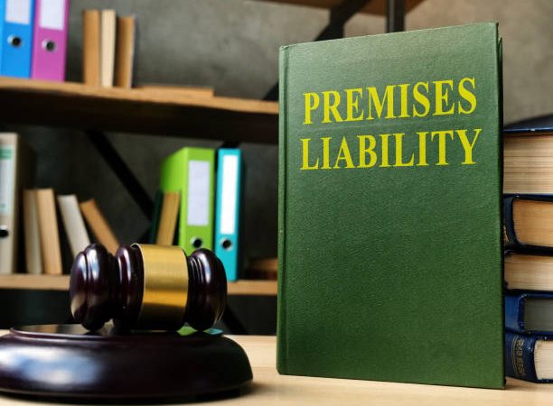 a gavel and book with 'premises liability' on the cover